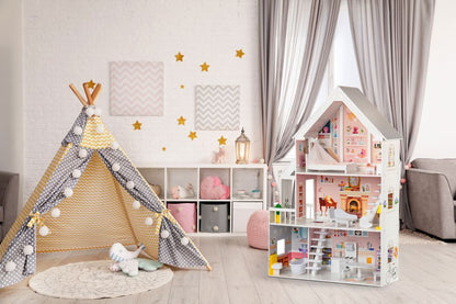 Wooden Dollhouse Liselle with LED Lights