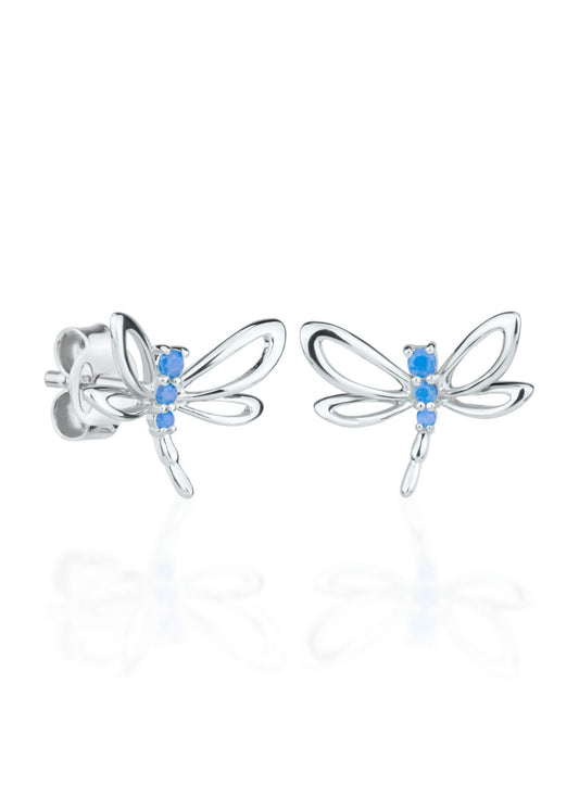 Earrings Sky Blue Dragonfly - For Kids