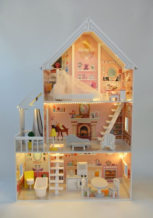 Wooden Dollhouse Liselle with LED Lights